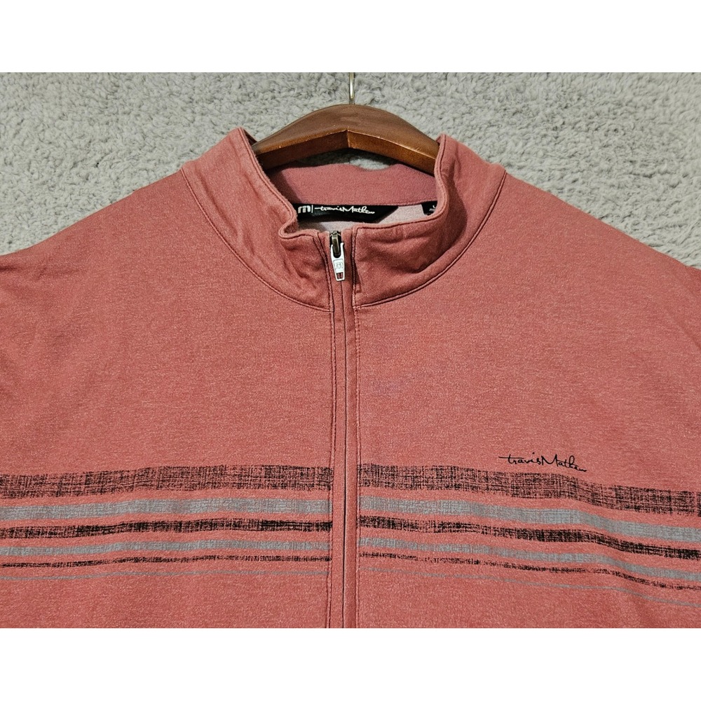 Travis Mathew Sweater Mens Large Red Brick Quarter Zip Pullover Performance Golf